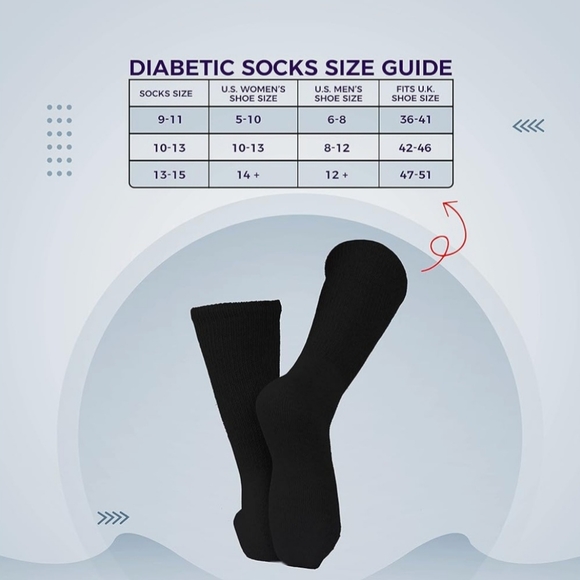 3 Pair Diamond Star Unisex Non-Binding Cotton Crew Diabetic Socks Size 1… - Picture 5 of 7